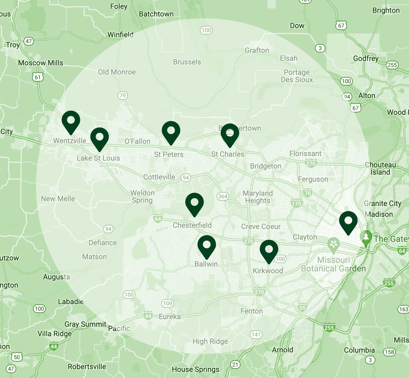 Loyalty Lawn Care service area map
